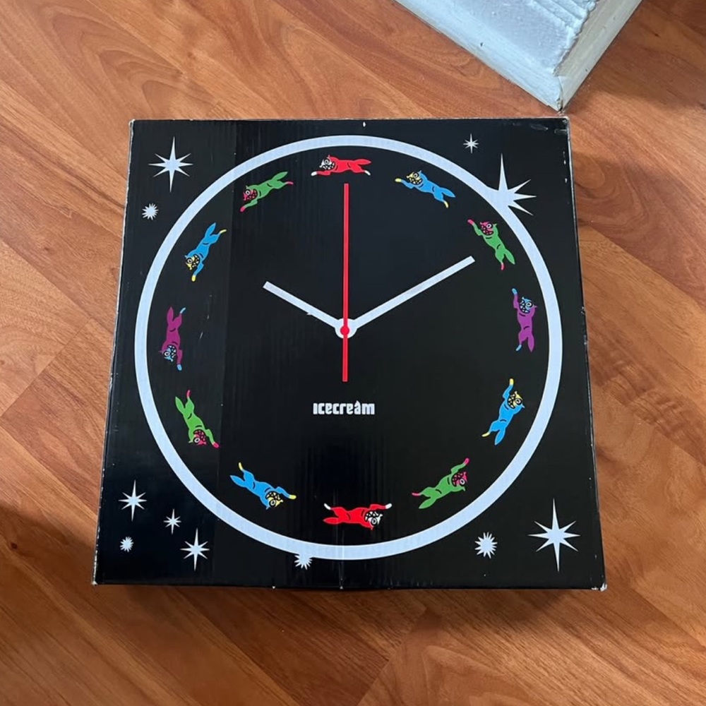 Icecream Black and Red Modern Wall Clock